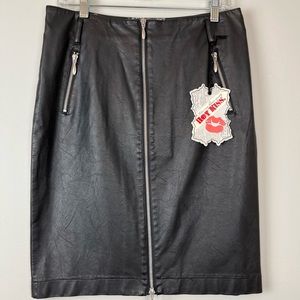NWT HOT KISS Faux Leather Front Zip Junior Skylar Y2K Skirt Size 11